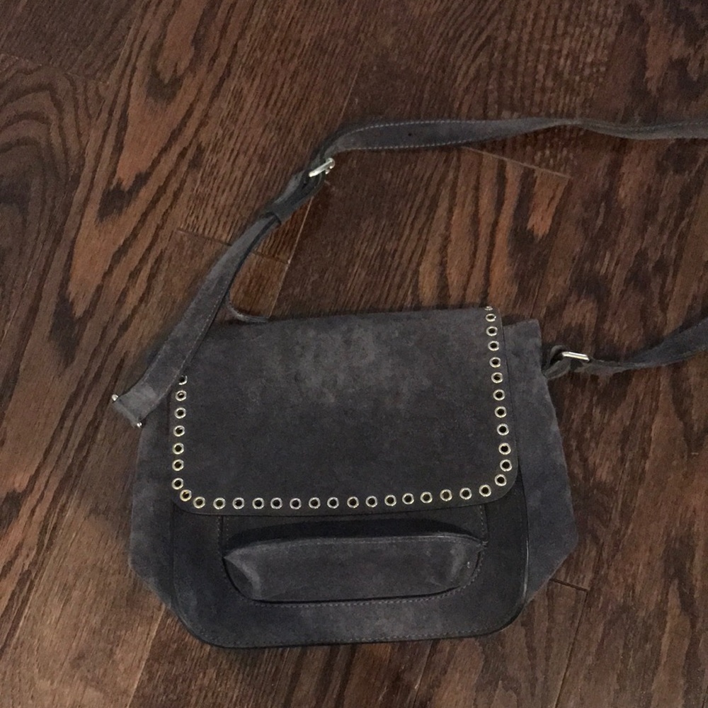 Isabel marant grey suede studded messenger bag